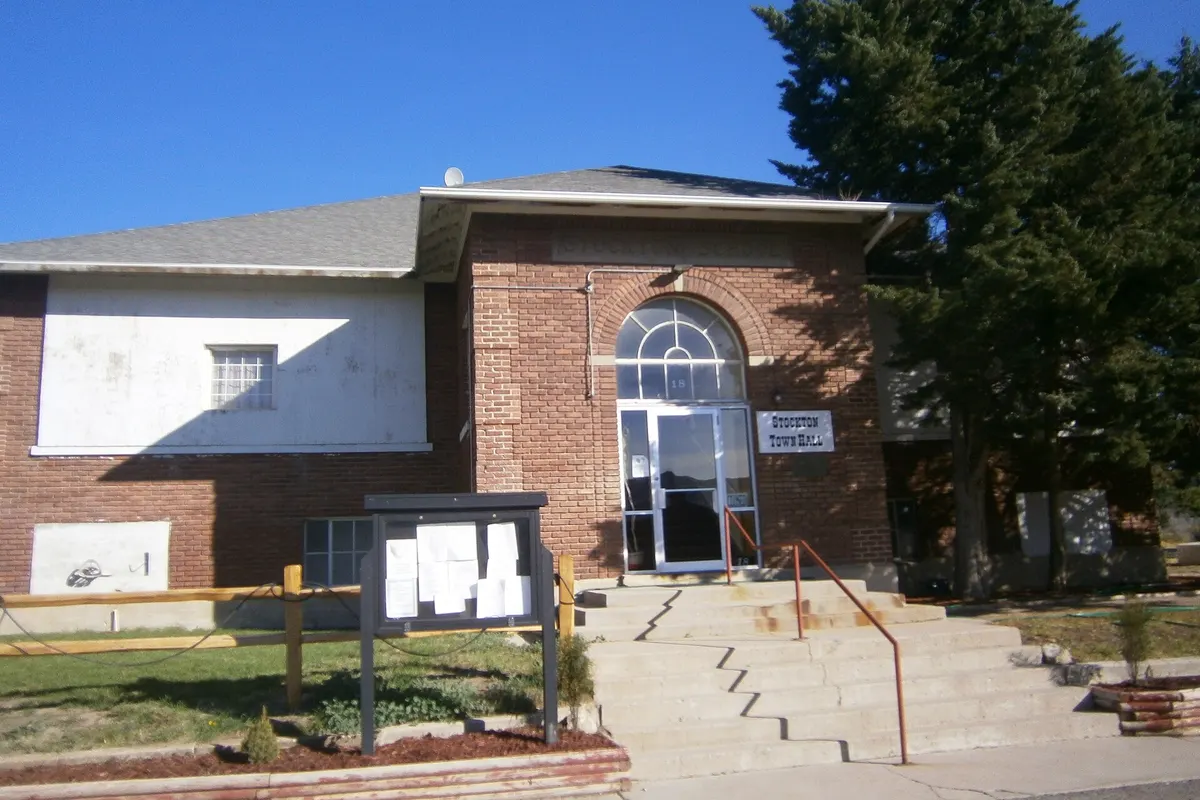Stockton Town Hall, a small single-story civic building in Stockton, Utah